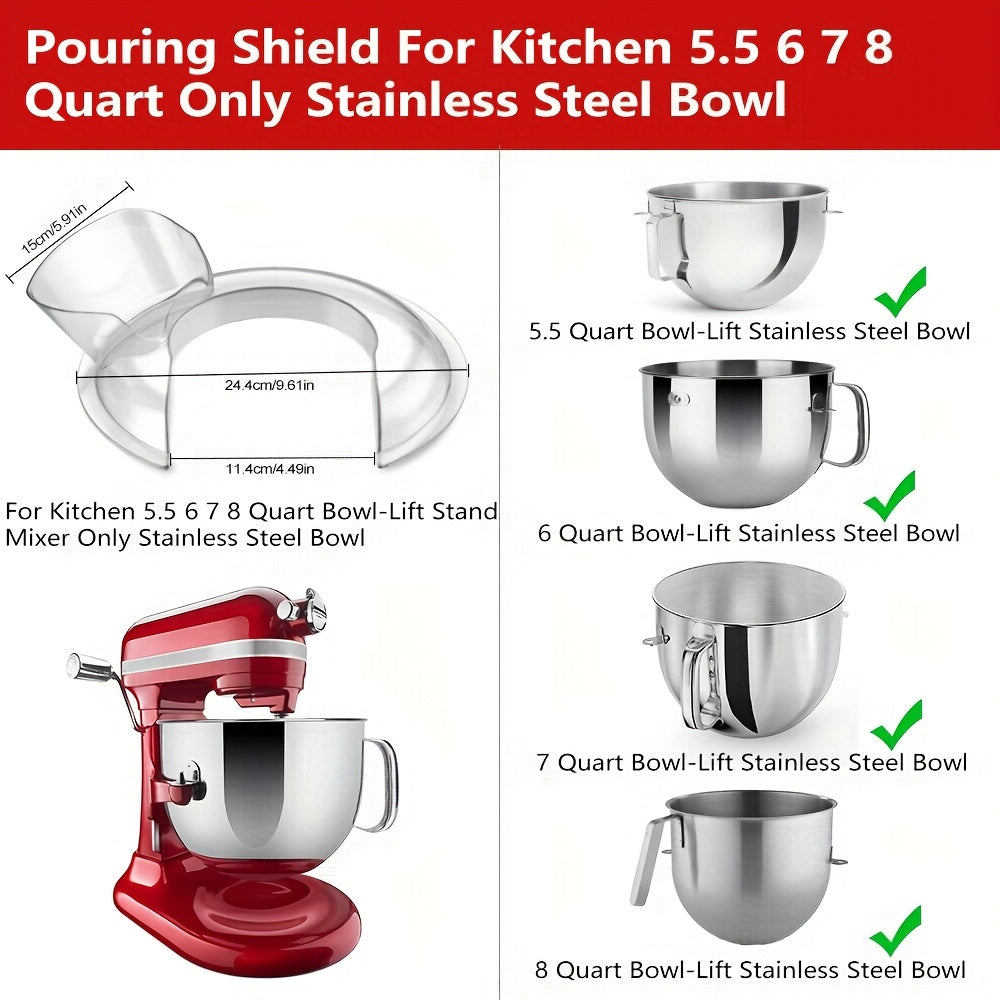 Upgrade your kitchen mixer bowls with this durable anti-splash splash guard made from PC material. Designed to fit Chef Machine accessories, this replacement spatter shield will keep your countertops clean while you mix and prepare ingredients.