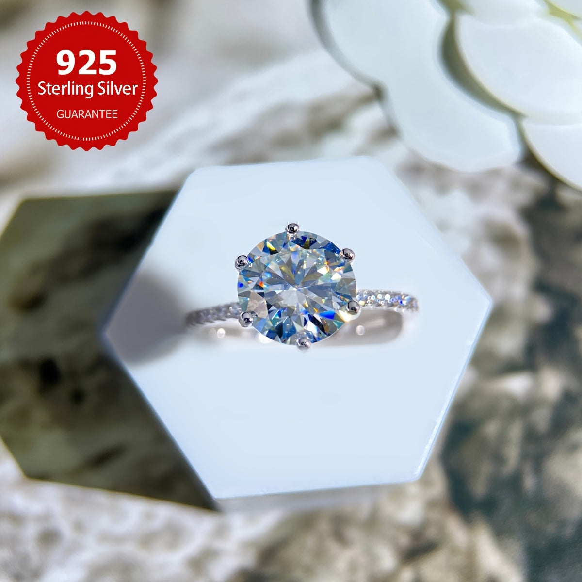 Luxurious 925 Sterling Silver Moissanite Engagement Ring with 3CT Stone, Perfect Promise Ring for Women, Ideal Anniversary and Valentine's Day Gift, Versatile Accessory for Daily Wear and Wedding.