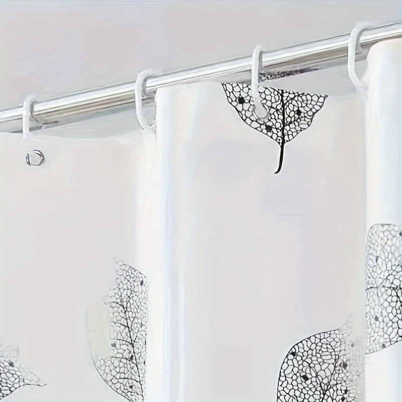 Autumn Leaves Shower Curtain featuring Water-Resistant PEVA Fabric with Woven Leaf Pattern, Unlined, Fall Holiday Theme, Reinforced Grommets, Easy-Clean Bathroom Decor