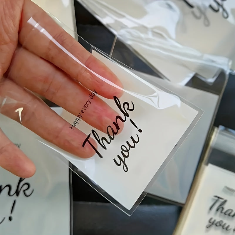 100 Festive Snowflake 'Thank You' Self-Sealing Gift Bags - Ideal for Cookies, Candy, Jewelry & More - Transparent OPP Packaging