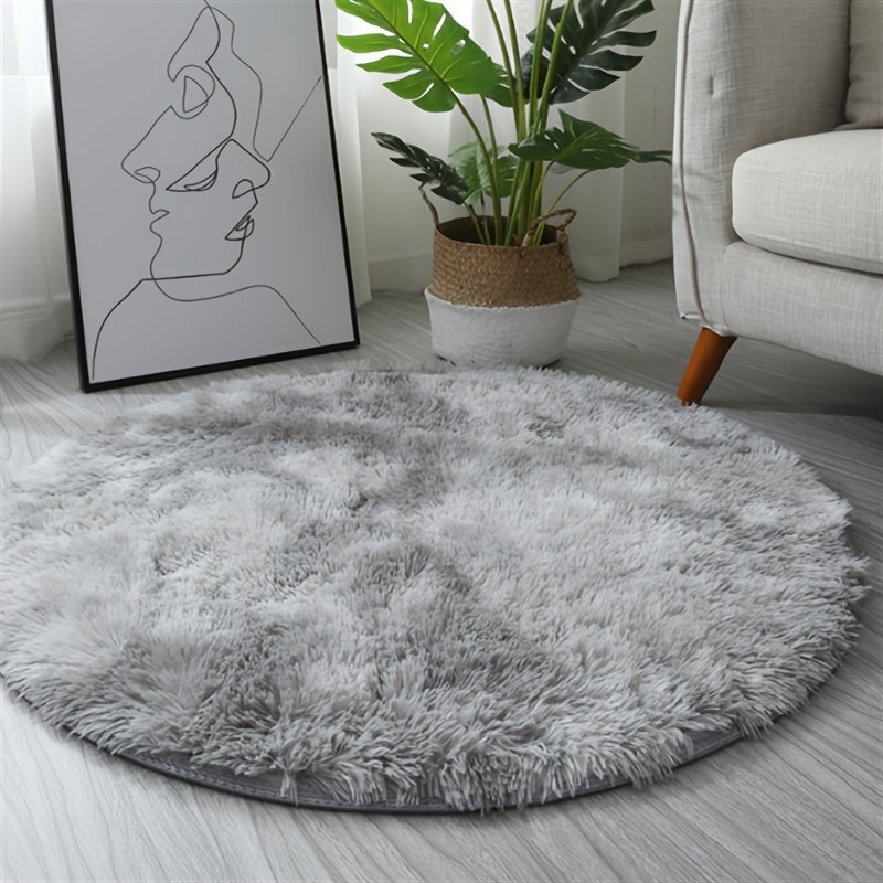 Soft, machine washable plush round area rug perfect for bedroom and living room decor - cozy and fluffy for maximum comfort.