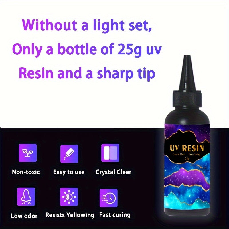 Upgrade your art and jewelry-making projects with this UV Resin Kit, available in 10g, 25g, 60g, and 100g sizes. The crystal clear hard UV curing premixed epoxy resin is perfect for beginners and comes with a lamp for easy curing. Get started on your