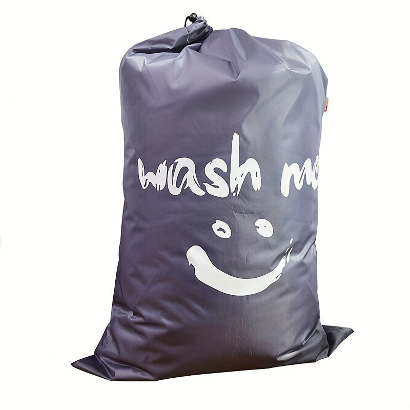 Large tear-resistant laundry bag with drawstring closure - dimensions: 60.96x91.44 cm. Ideal for storing dirty clothes at home or while traveling. Includes utility hooks for easy hanging.