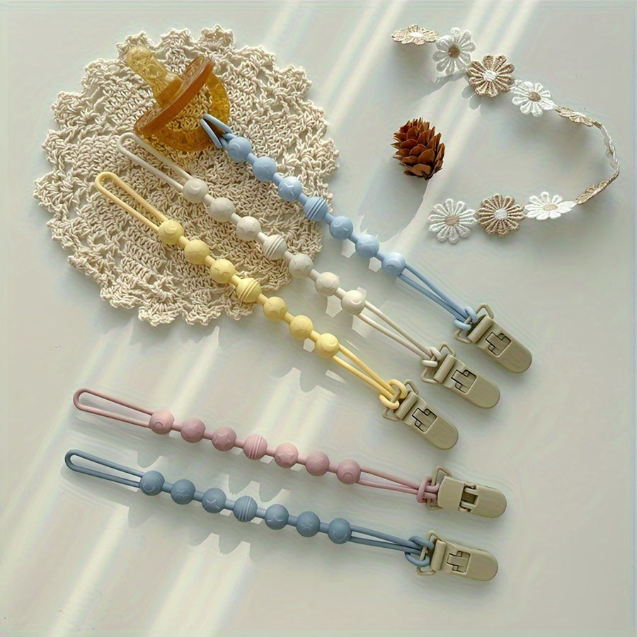 Set of 3 Baby Pacifier Clips, Non-Toxic Silicone Binky Holders, Gender-Neutral, Durable and Long-Lasting, Available in Various Colors, Fits All Pacifiers, Ideal for Newborns, Baby Showers, and Birthdays