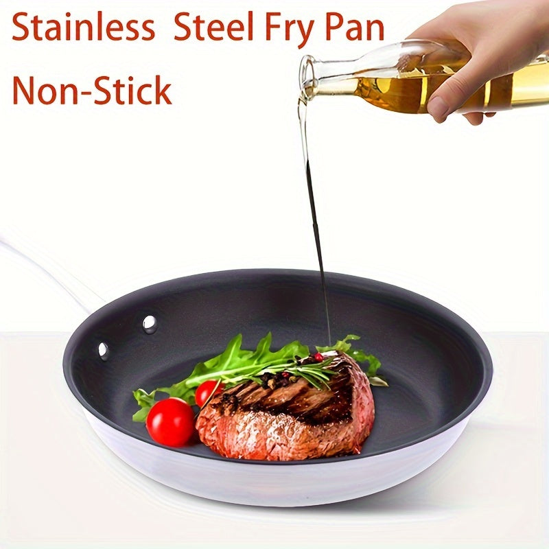 Premium Stainless Steel Skillet by Good Harvester - Non-Stick, Triple-Layered Design for Gas & Induction Cooking, Hand Wash Recommended