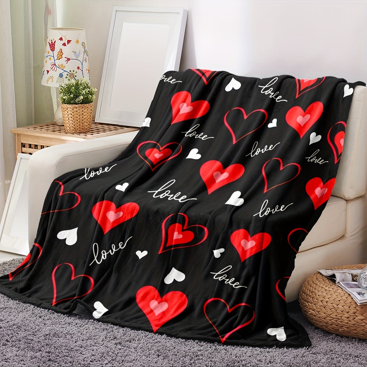 Get cozy with this 1 piece Red Love printed blanket, perfect for Valentine's Day or Mother's Day gifting. Made from flannel material, this soft and warm throw blanket is ideal for snuggling up on the couch, sofa, or even while camping or traveling. A