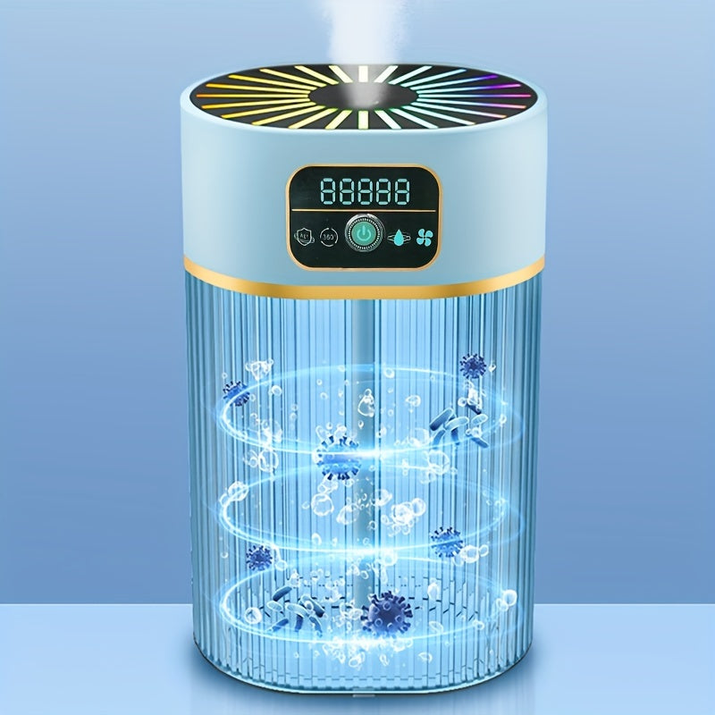 Portable USB-powered humidifier with colorful lights for home and office.