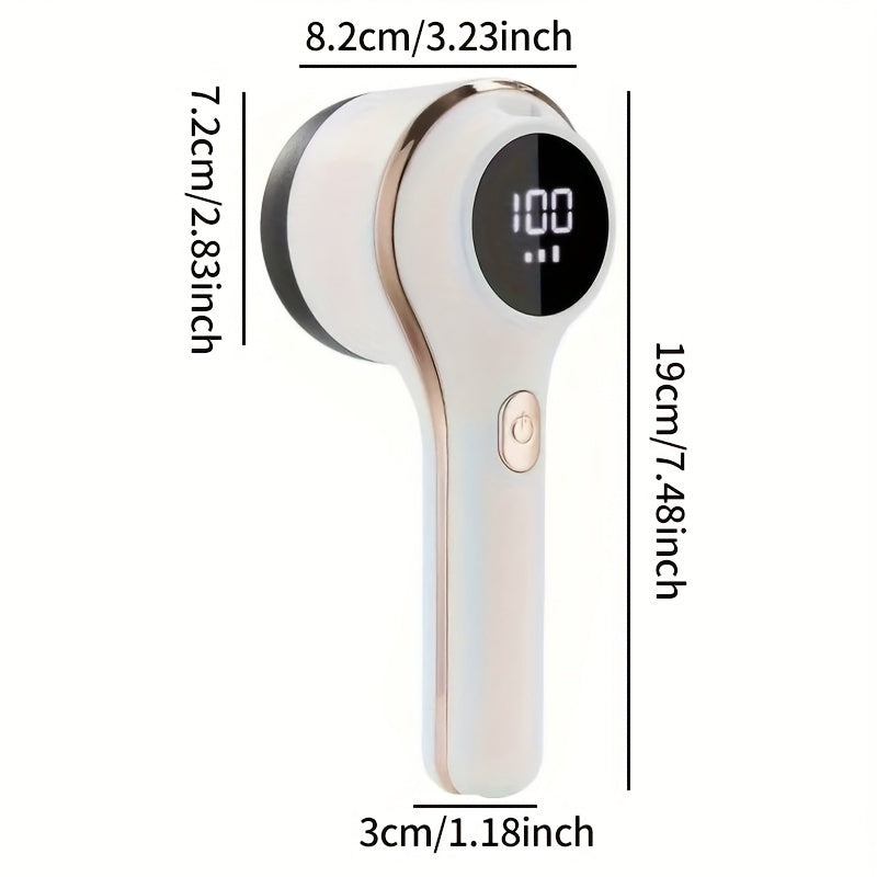 Fabric Shaver with Digital Display, Cordless Lint Remover, Electric Sweater Shaver for Removing Pills and Balls, Rechargeable with USB, Long-lasting Battery, Stainless Steel Blade for Clothes, Bedding, Carpets, Sofas, Toys, Home Use