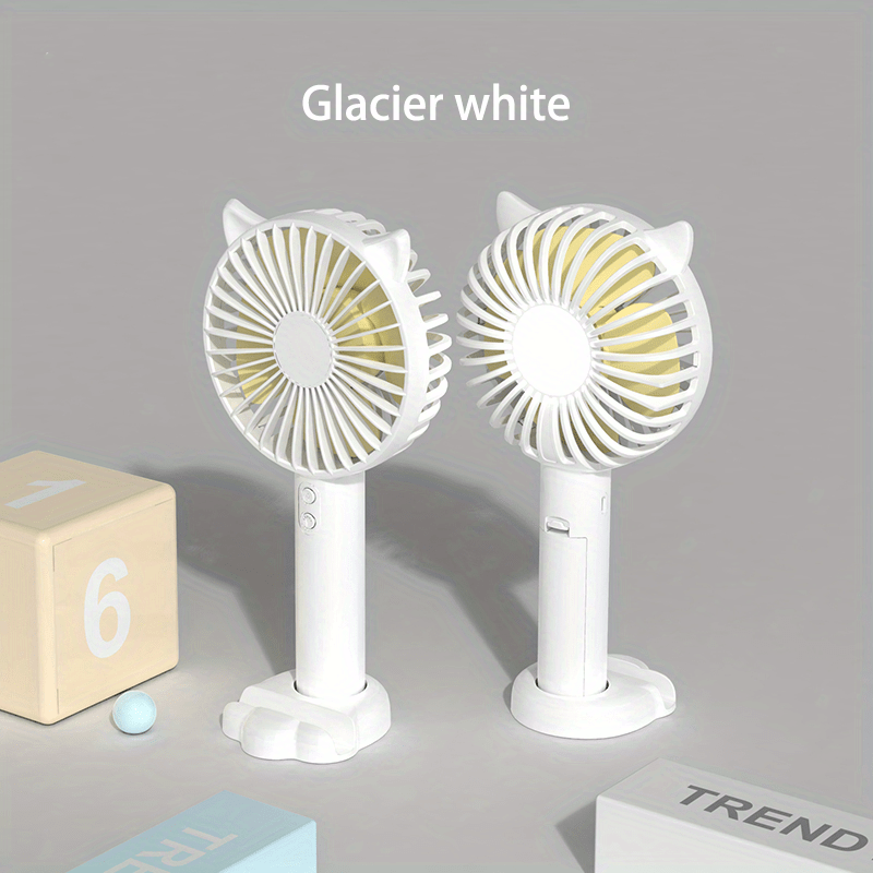 Adorable and Compact USB Handheld Fan with Bunny Ears - Ideal for Students, Dorms, and Outdoor Activities - Quiet Operation and Built-in Night Light Feature