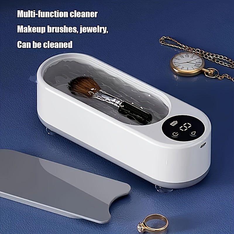 1pc USB Ultrasonic Cleaner for Glasses and Jewelry, rechargeable battery, high-frequency vibration, chemical-free cleaning for watches and makeup brushes.