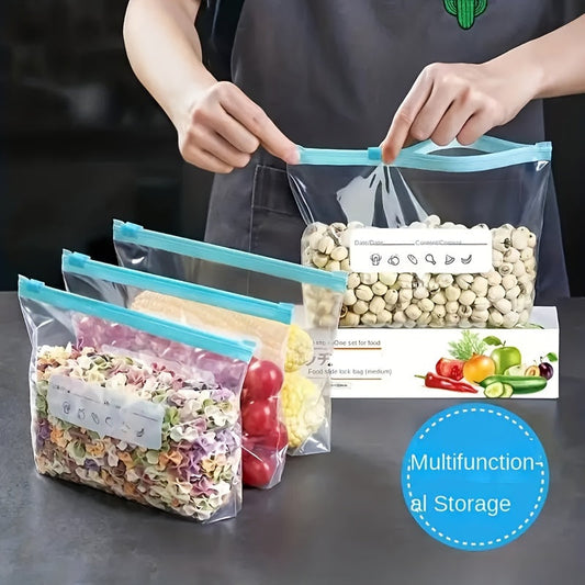 BPA-Free Reusable Plastic Vacuum Sealer Storage Bags - Choose from 10, 15, or 20 Pack Ziplock Preservation Bags for Food. Seal Bags Perfect for Fruits, Vegetables, Beans, and More. Non-Electric, Multifunctional Home Organization Solution.