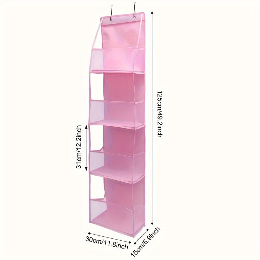 This versatile hanging organizer features four pockets and a durable fabric design, perfect for use in wardrobes, bathrooms, bedrooms, or dorm rooms. The transparent window and reinforced rack make it easy to see and access your items. Complete with two