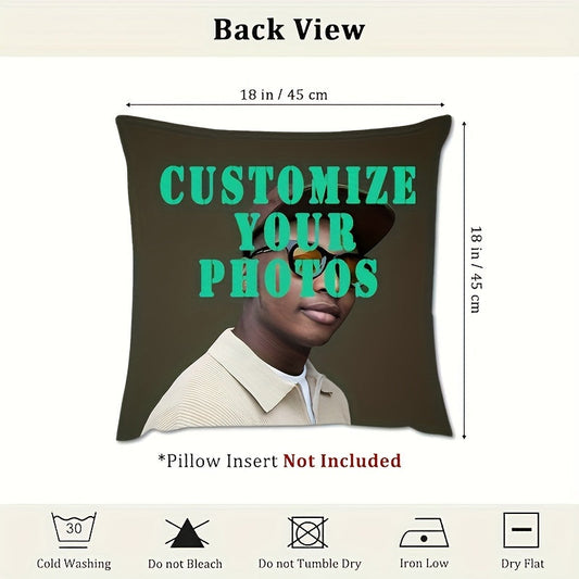 This personalized photo pillow cover is a great addition to any room. The cover measures 45.72x45.72 cm and features a double-sided print on soft polyester knit fabric. The modern style and zipper closure make it easy to change up your decor. Plus, it's