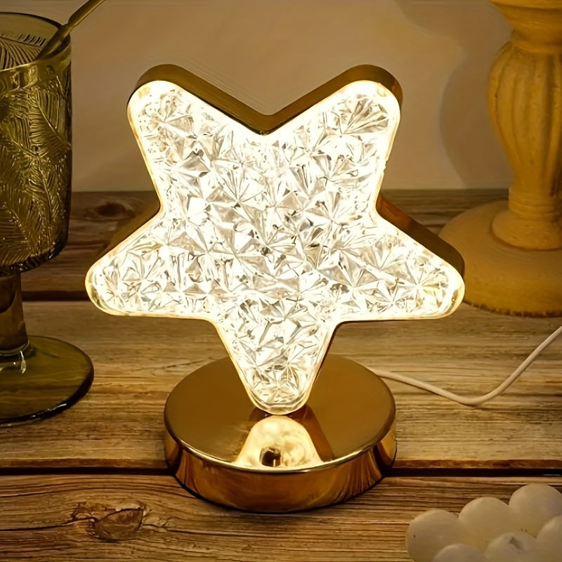 Modern night light with starry moon design, USB powered high-quality decorative bedside lamp.