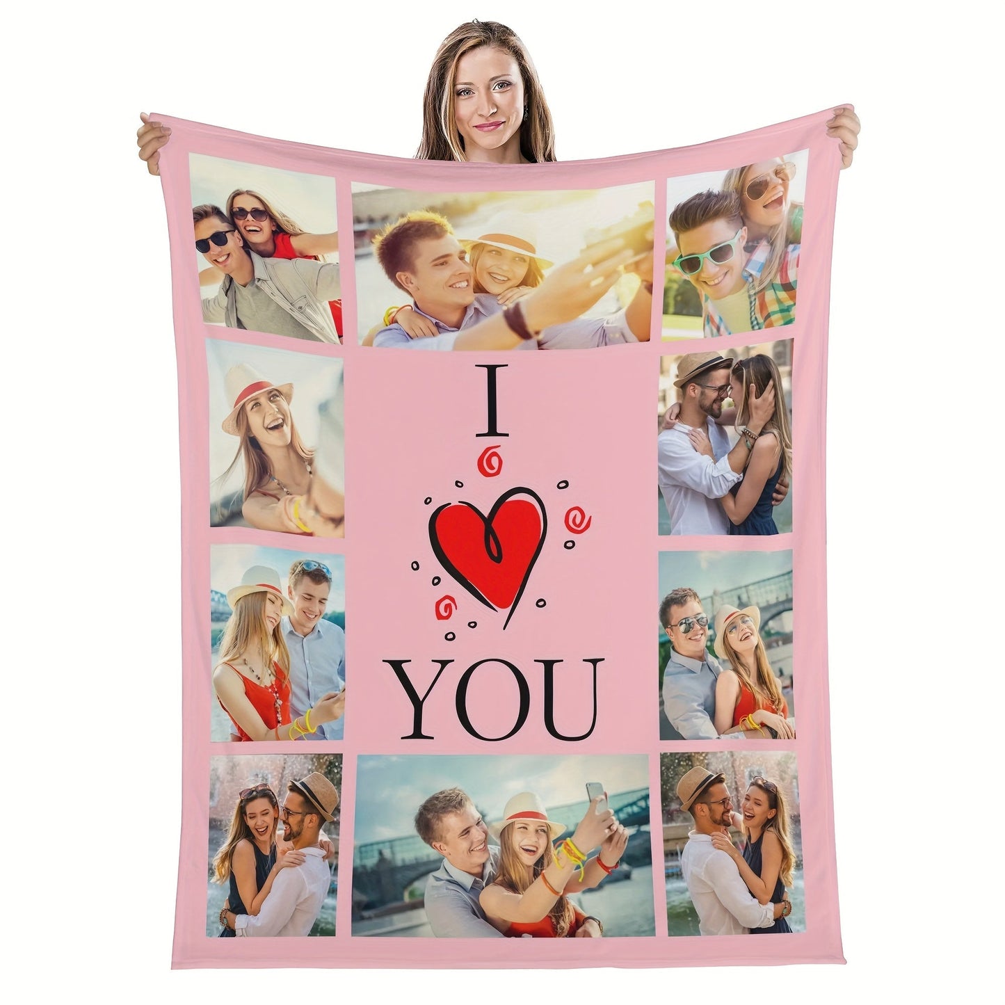 Personalized Flannel Photo Blanket with Custom Text - Easy to Clean, Perfect for Couples & Parents | a Special Valentine's Day & Anniversary Gift for Girlfriend, Boyfriend, Wife, Husband | Suitable for Ages 14 and Up