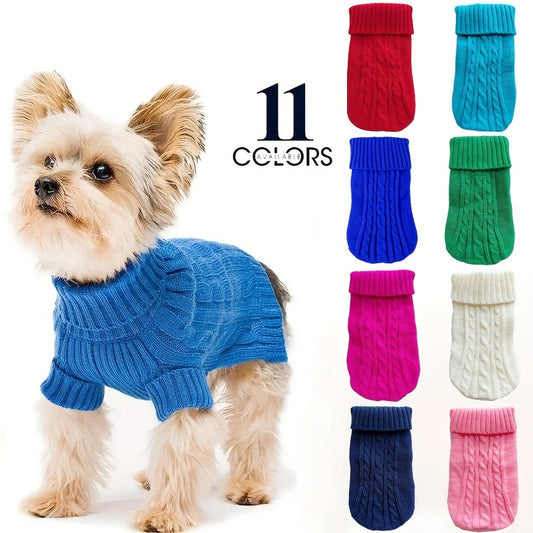 Polyester turtleneck sweater for small dogs, ideal for cold seasons.