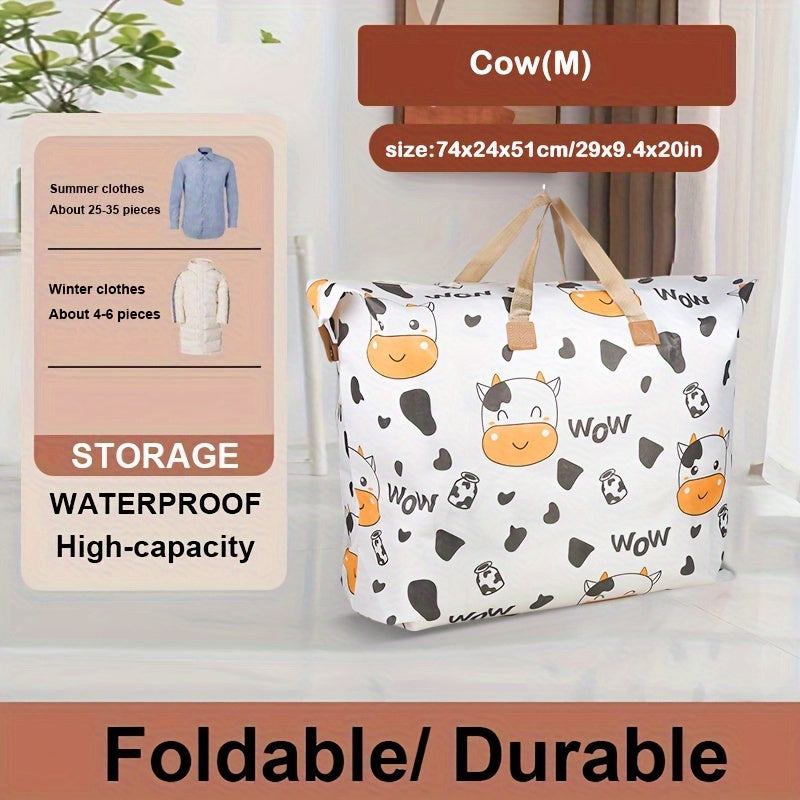 1-piece Quilt Storage Bag with Cartoon Pattern, Thickened Portable Clothes Sorting Bag. This Super Large Capacity Moving Packing Bag is perfect for organizing your bedroom accessories.