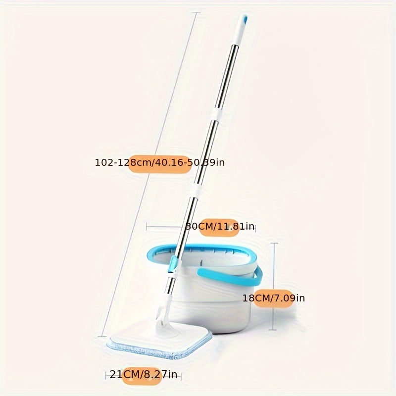 1 Set of hands-free wash mop and bucket for separating sewage, rotating floor mop for dust removal, suitable for home, kitchen, and bathroom cleaning.