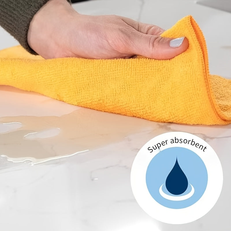 12 Vibrant Orange Ultra-Soft Microfiber Cleaning Cloths - Lint-Free and Reusable for Efficient Dusting and Cleaning of Cars, Faces, and Home Surfaces. Ideal for Bedrooms, Bathrooms, Kitchens, and Living Rooms. Includes Microfiber Car Towel.