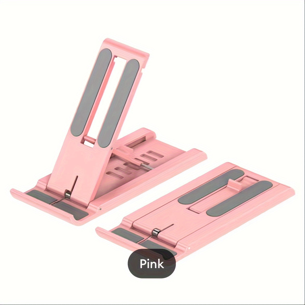 Adjustable foldable phone stand made of multi-functional ABS material, suitable for bedside table or tabletop use with smartphones, tablets, and live streaming support. Not waterproof.