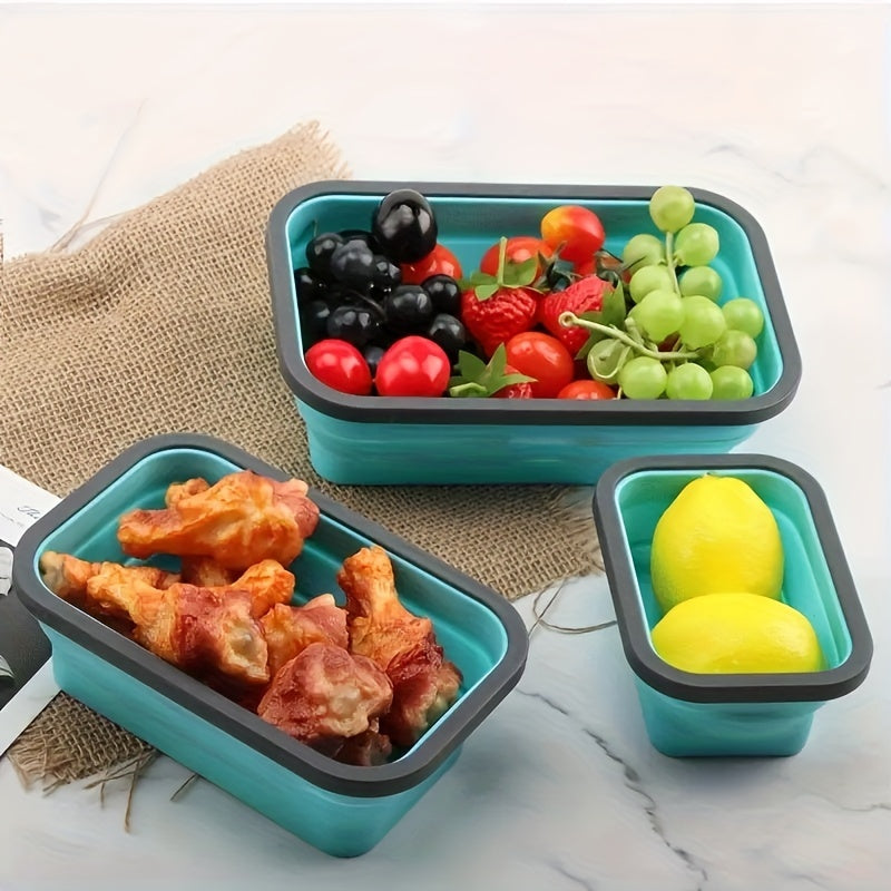 Set of 4 Collapsible Silicone Food Storage Containers with Lids - Ideal Portable Bento Lunch Box for Teens and Professionals - Can be Used in Microwave and Dishwasher - Great for School, Office, and Home Kitchen