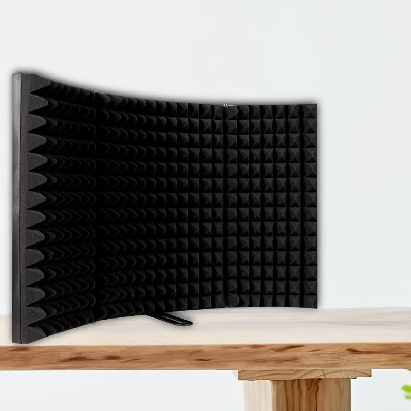 Portable singing recording studio with windproof, sound-absorbing, and noise-canceling features. Includes a professional microphone cover and folding soundproof screen. Perfect for Eid