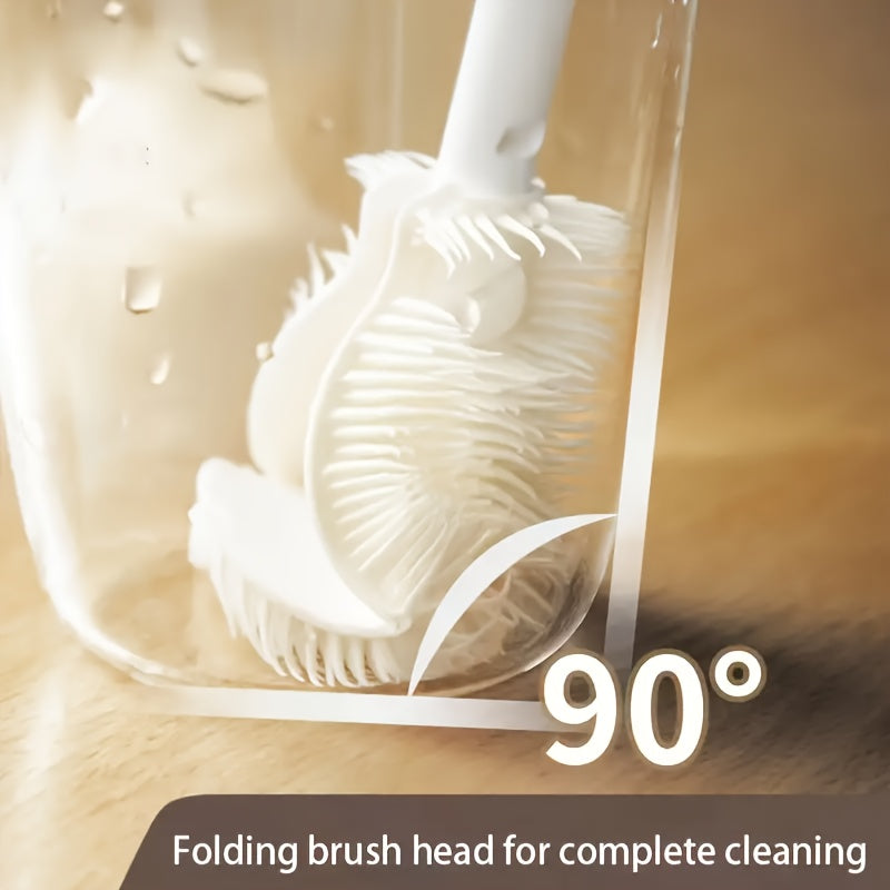 Long-handled silicone bottle brush - Convenient and gentle bristles for deep cleaning of feeding bottles and kitchenware