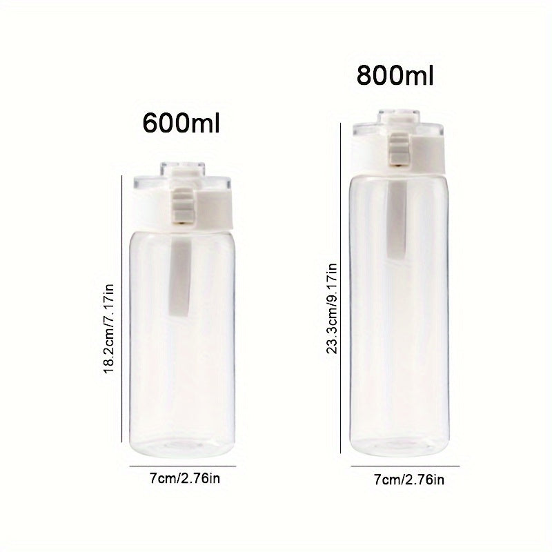 1 white sports water bottle with handle, tea strainer, and wide mouth. Available in 14oz, 20oz, or 27oz. Made of reusable plastic. Perfect for outdoor sports, biking, daily use, and as a gift for Valentine's Day or Ramadan.