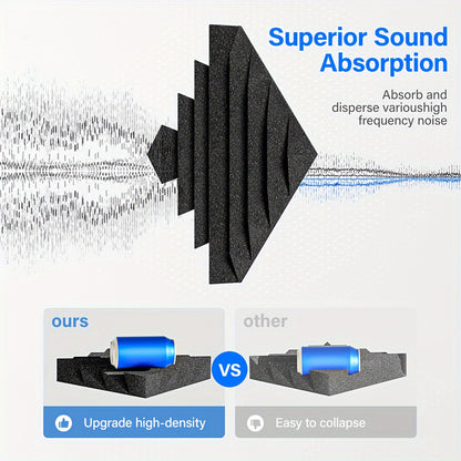 24pcs TMJD MISS Acoustic Foam Panels with 3D Diamond Groove Design for Soundproofing, ideal for Home, Office, Recording Studio