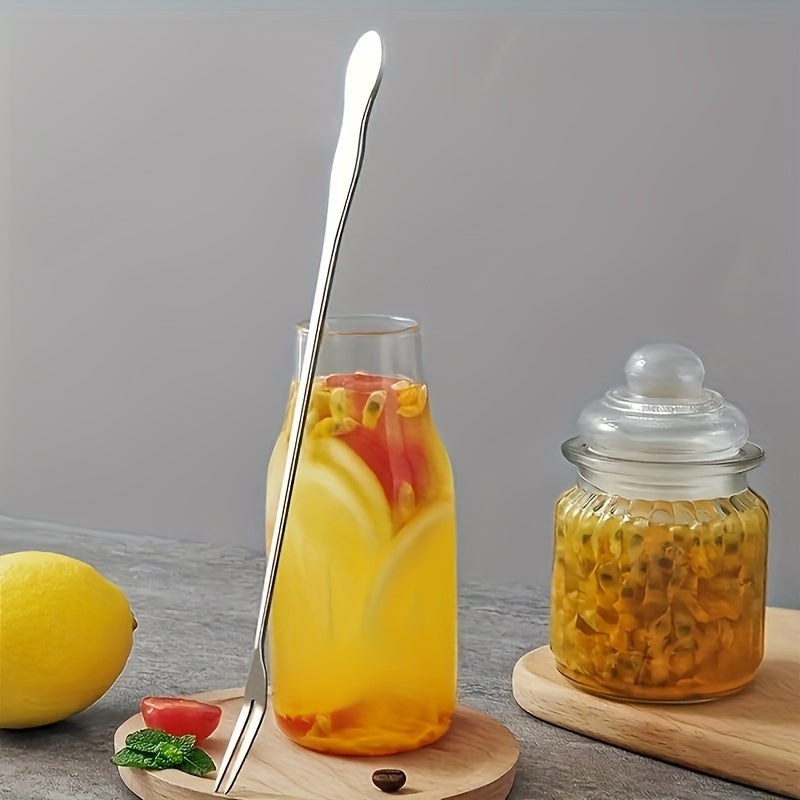 Stainless steel pickle forks – long handle jar grabber for fruit and cocktails. Kitchen tool, supplies.