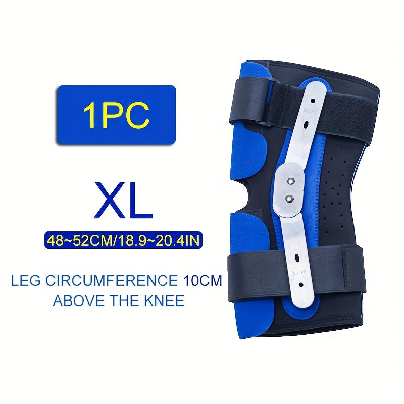 Adjustable hinged knee brace made of neoprene for support during sports and exercise, hand washable.