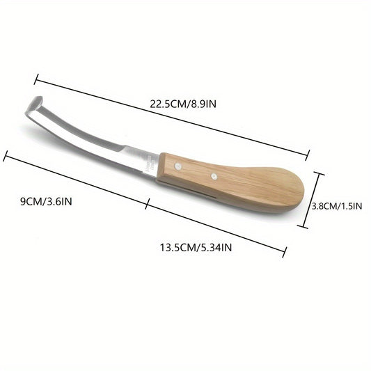 Hoof knife set with right-handed double-sided blade and rubber wooden handle, available in 2-piece or 3-piece sets.