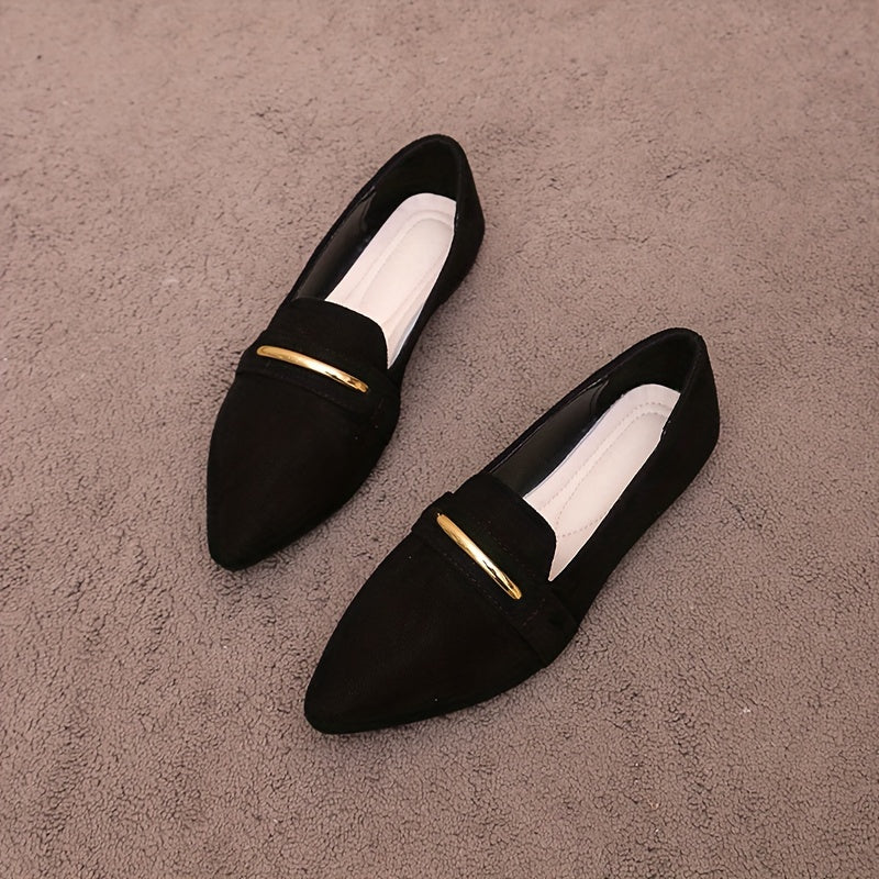 Lightweight Solid Color Flats, Elegant Slip-On Loafers for Women