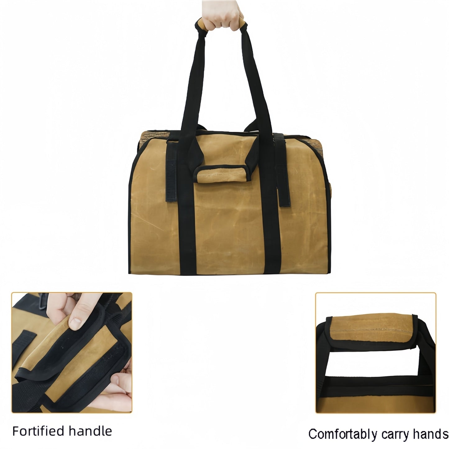 Strong Canvas Firewood Carrier with Handle - Convenient Log Tote for Effortless Wood Transportation