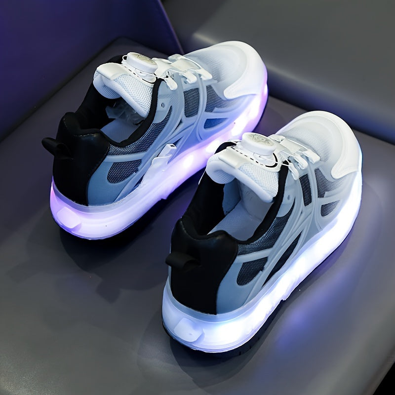 Stylish LED Roller Shoes for Boys with Anti-Slip Wheels, Perfect for All Seasons