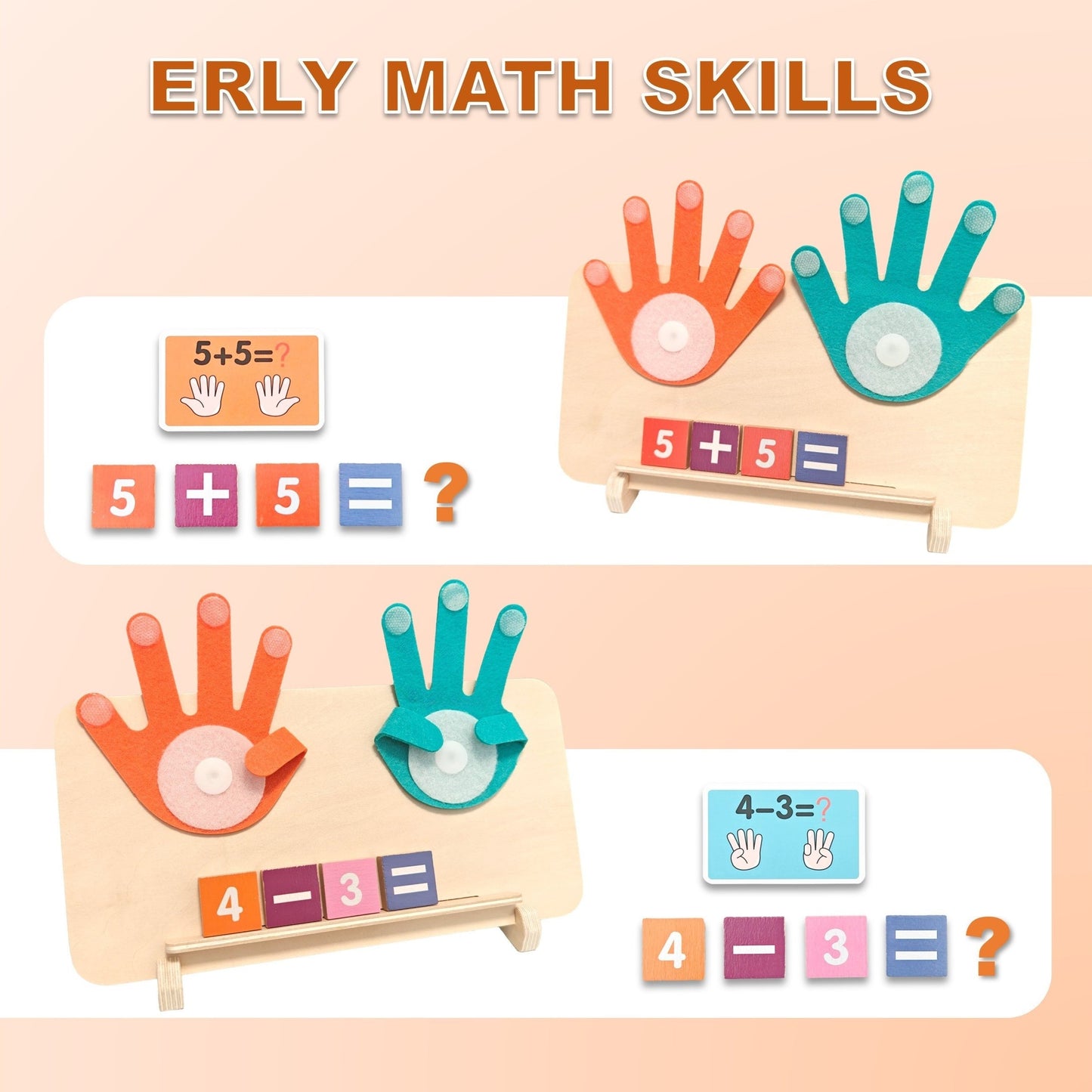 Enhanced Wooden Finger Math Toy for Kids - Vibrant Addition & Subtraction Teaching Tool, Boosts Early Math Abilities, Math Educational Equipment