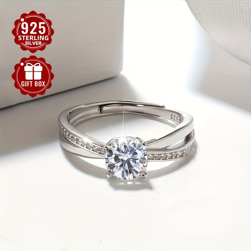 Adjustable Vana Ring in 925 Sterling Silver with Synthetic Cubic Zirconia, Elegant and Alluring, Silver Plated, Ideal for Wedding and Gifting, Perfect Valentine's Day Gift, Versatile for All Seasons (Approx. 2.85g)