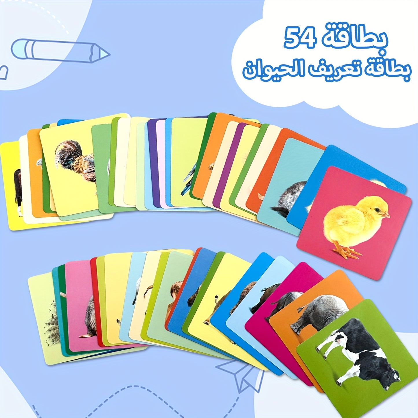 TEENYBABY 54-Card Arabic Language Learning Flashcards for Kids, Educational Animal Cards for Children Ages 1-6, Published by Sunshine Children'S Educational Association on 2023-09-22