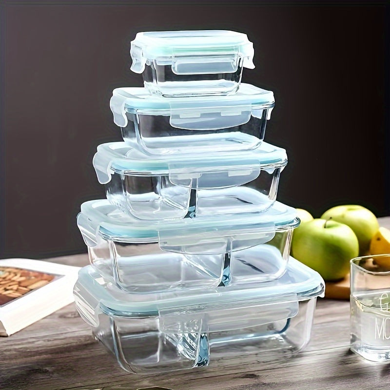 Glass Bento Box Set with Lid, 12.51oz Capacity - Microwave & Dishwasher Safe, Ideal for Students and Office Workers, Rectangular Food Storage Container