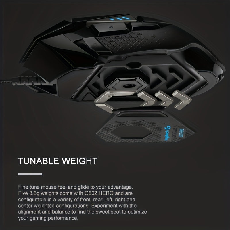 Logitech Hero Wired Gaming Mouse: Optical tracking, right-handed design, and 11 programmable buttons for PC gamers.