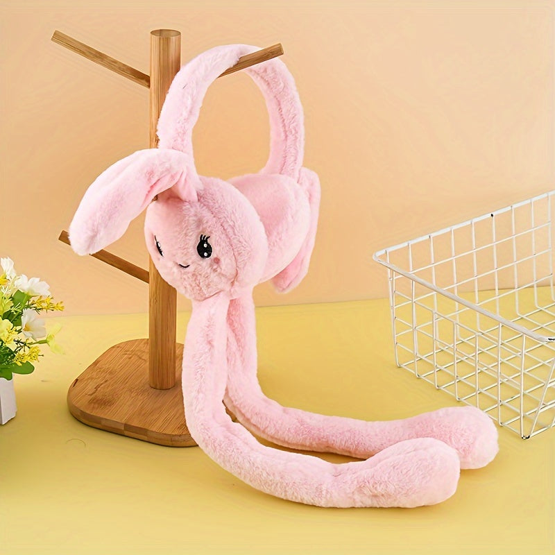 Soft Knitted Bunny Ear Ear Warmers, Stretchable Polyester Ear Muffs with Cartoon Design, Hand Washable for Repeated Use, Cozy Ear Protection