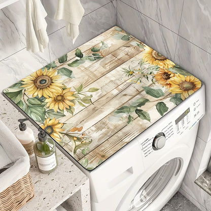 60cm x 60cm Universal Dust Cover with Sunflower Pattern - Machine Washer and Dryer Protector, Absorbent Top Cover for Washing Machines and Dryers- Perfect for Kitchen and Laundry Room Decor