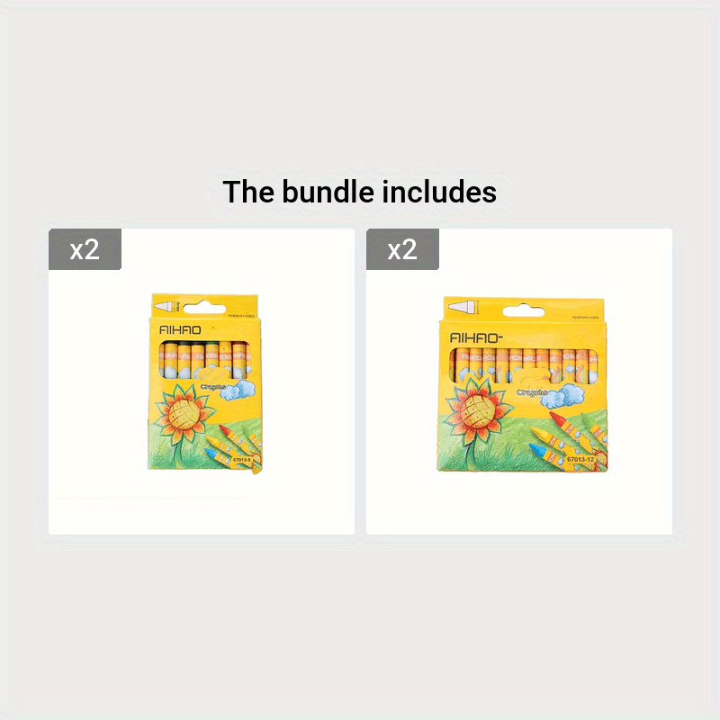 AIHAO 8/12/24 Colors Crayons Set for ages 14+, with Bold Point, Lightweight Oval Body Shape, Ambidextrous, Ideal for Drawing & Doodling.