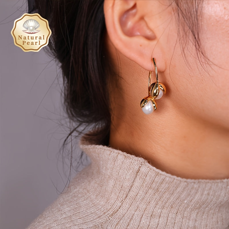 Elegant Vintage Earrings by MUFAN - Featuring 8-9mm Natural Freshwater Pearl Drops, Versatile DIY Designs Perfect for Women