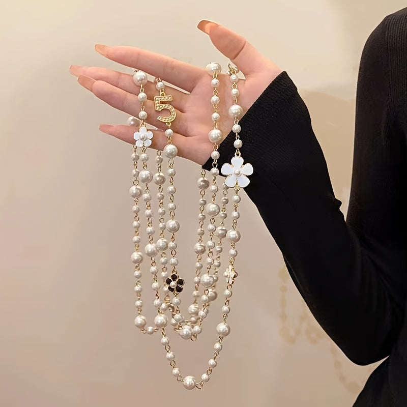 Elegant Baroque-inspired Faux Pearl Flower Necklace, Perfect for Women's Parties, Banquets, and Everyday Wear