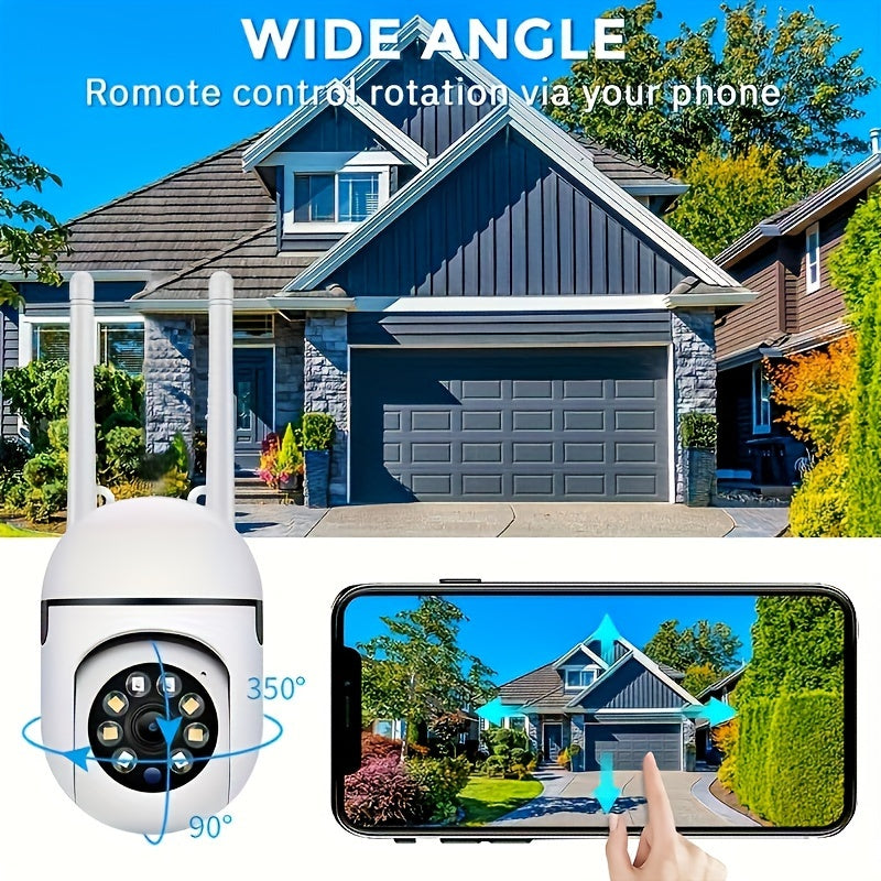 The 1080P Wireless Smart PTZ Camera features 2.4G WiFi connectivity, full color night vision, two-way audio, motion detection, and storage options including cloud and SD card. Ideal for home, office, and pet monitoring, this camera is not compatible with