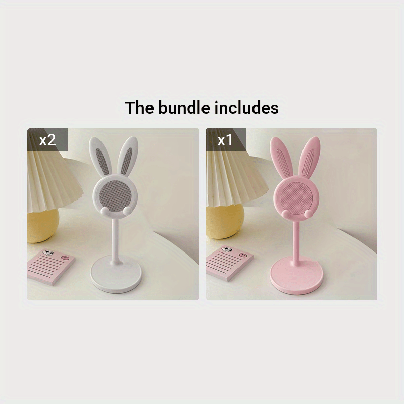 Adjustable height mobile phone holder for live broadcasts with a rabbit design