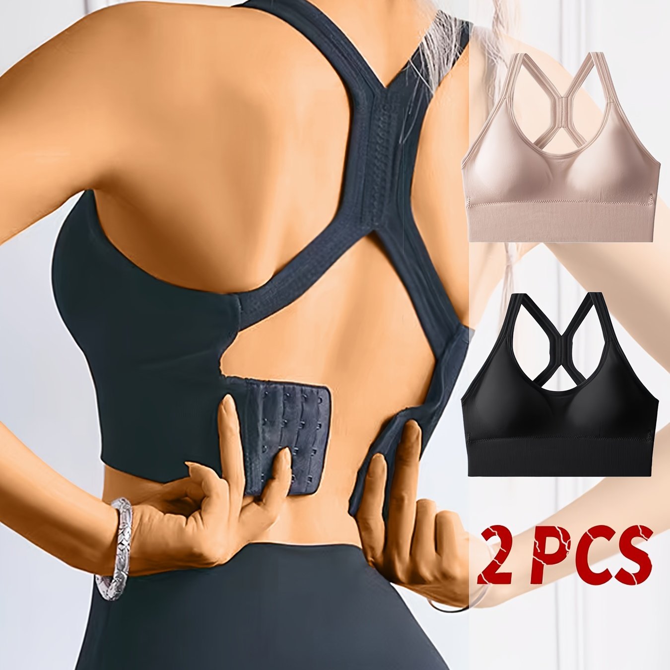 2 Seamless Racer Back Sports Bras - Shockproof and Comfy, for Women's Lingerie.