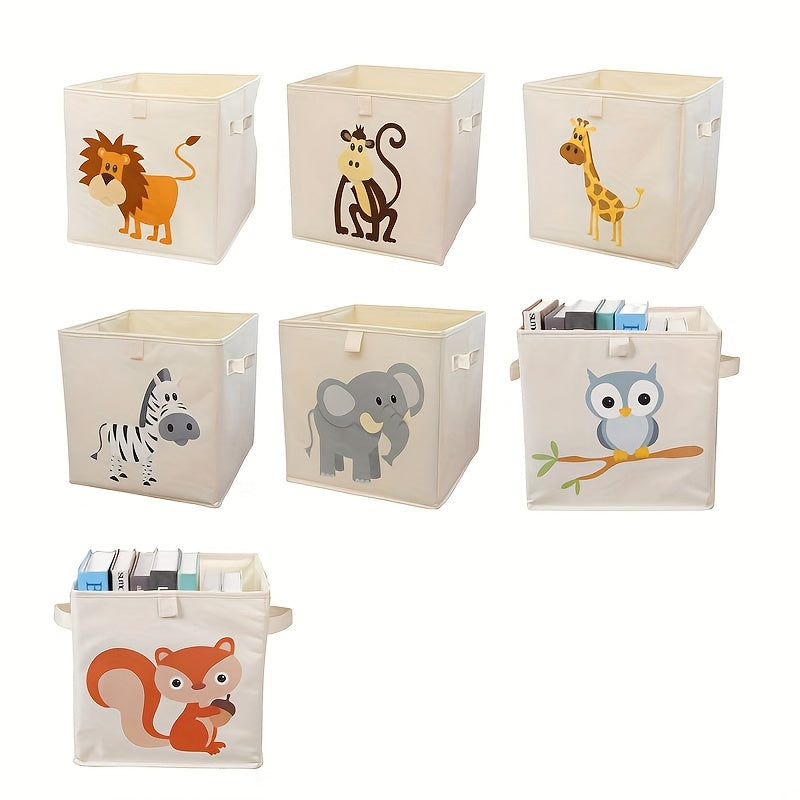 24L Oxford Cloth Folding Storage Basket for organizing kids' toys, clothes, and miscellaneous items in the living room, featuring a cute animal pattern from WHICHLIFE.