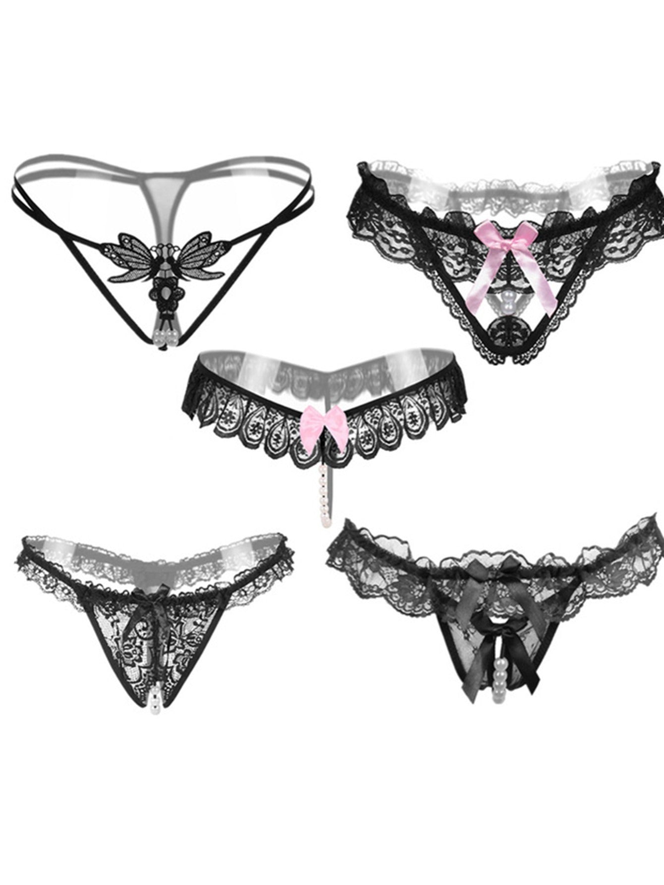 5-pack of Sexy Lace Thongs & G-strings for Comfort and Intimate Moments